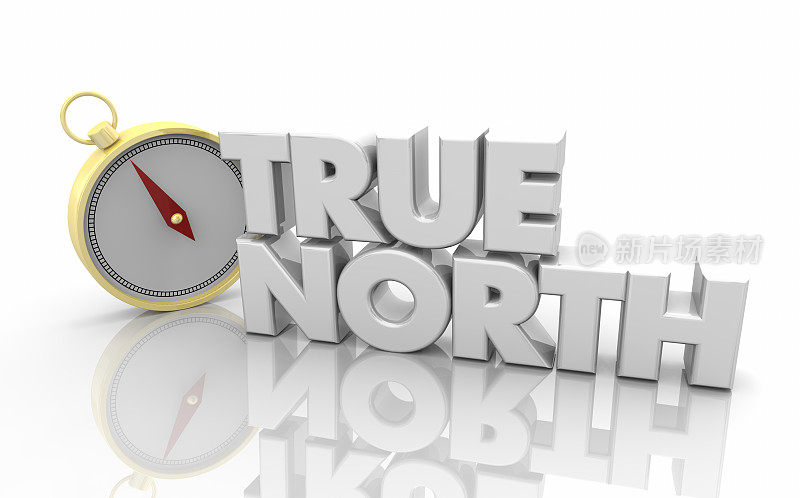 True North Compass Direction Words 3d插图